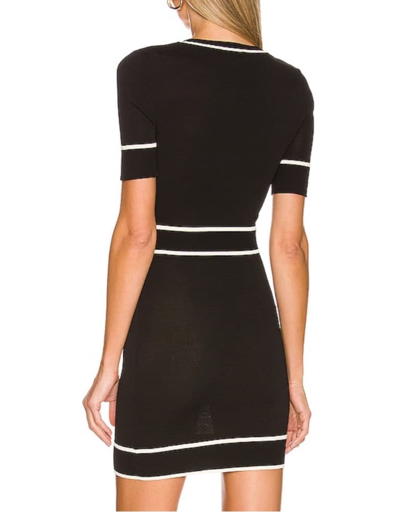 Chic Monochrome Dress with Ornate Buttons - Image 4