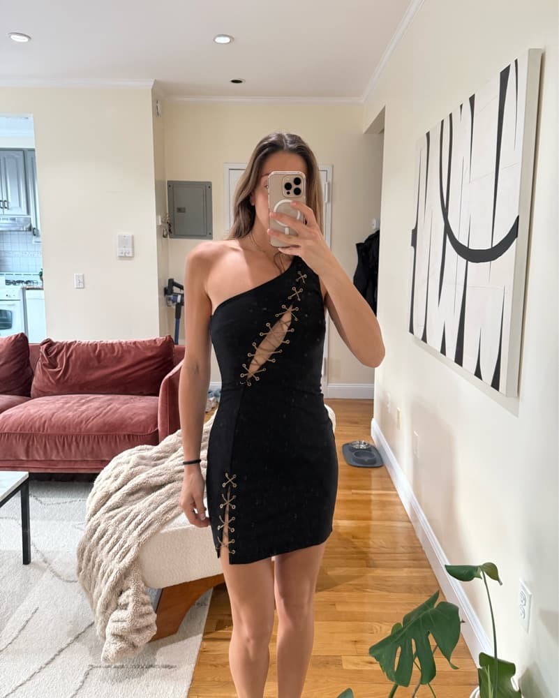 Revolve H:ours Mini Black Dress - Image 1