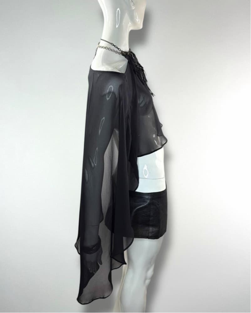 Black Sheer Vintage Poncho  - Image 3
