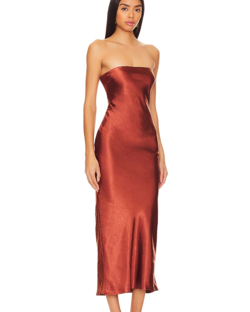 Emma Strapless Maxi Dress In Chocolate - Image 2
