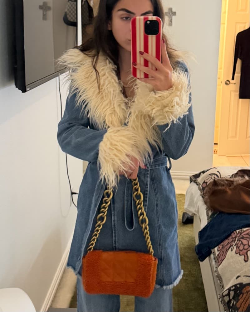 Denim Jacket with Faux Fur Trim - Image 4