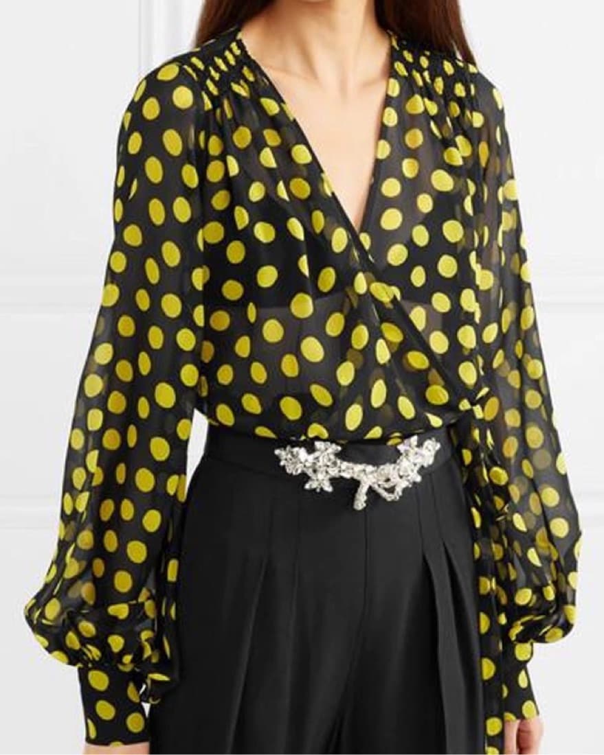 Attico Chiffon Polka Dot Wrap Top - Image 3