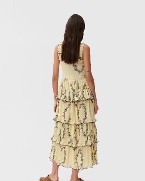 Ganni Yellow Floral Tiered Maxi Dress - Image 4