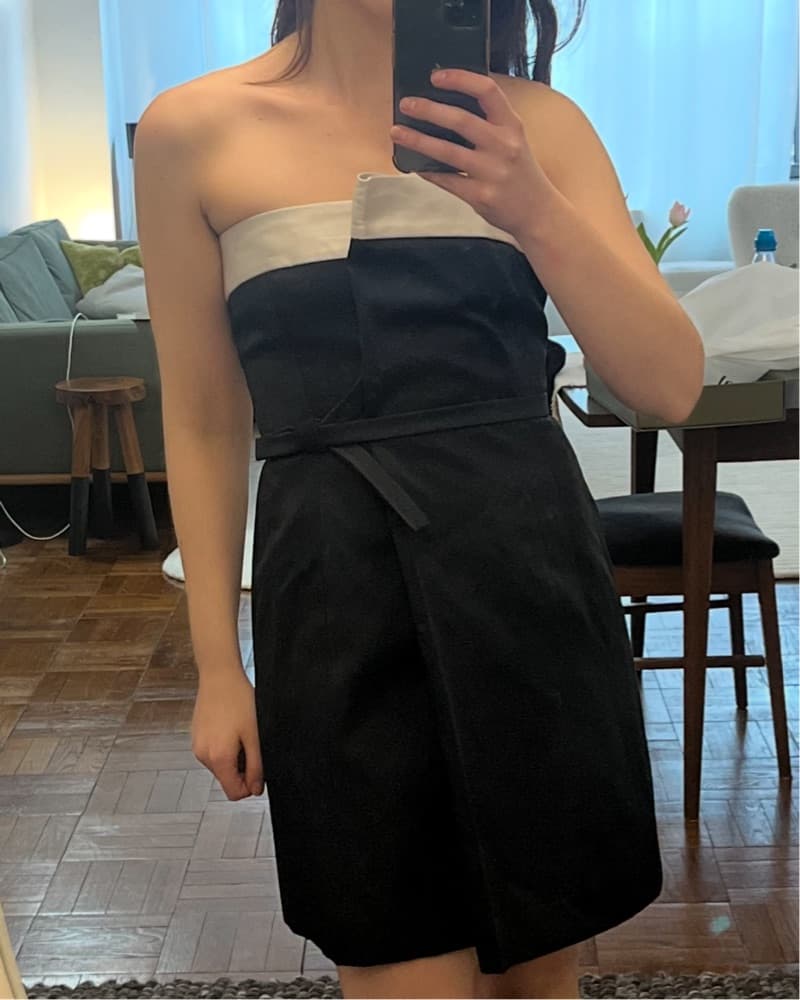 90s Black And White Silk Cocktail Dress - Image 2
