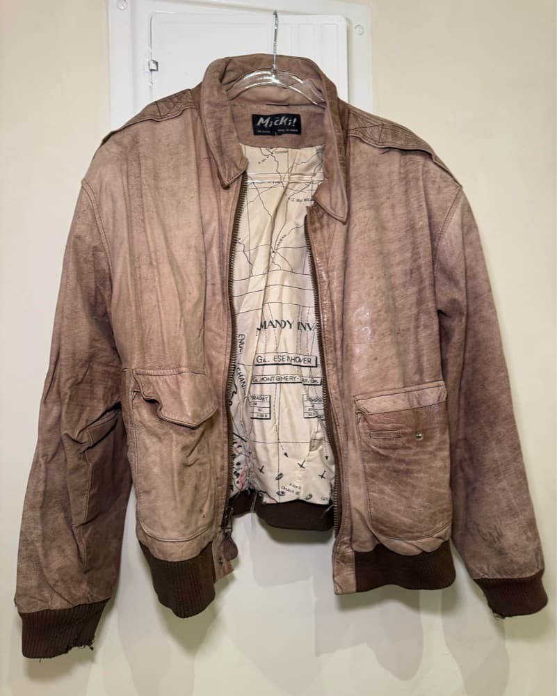 Vintage Tan Bomber Jacket - Image 1