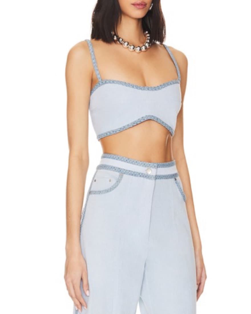 Denim  Crop Top (matching Set) - Image 1