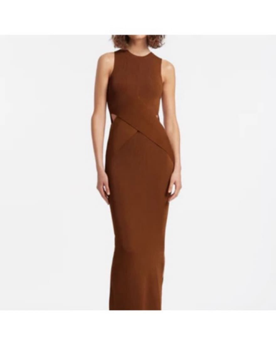 Sir The Lable Brown Josephine Knit Dress - Image 3