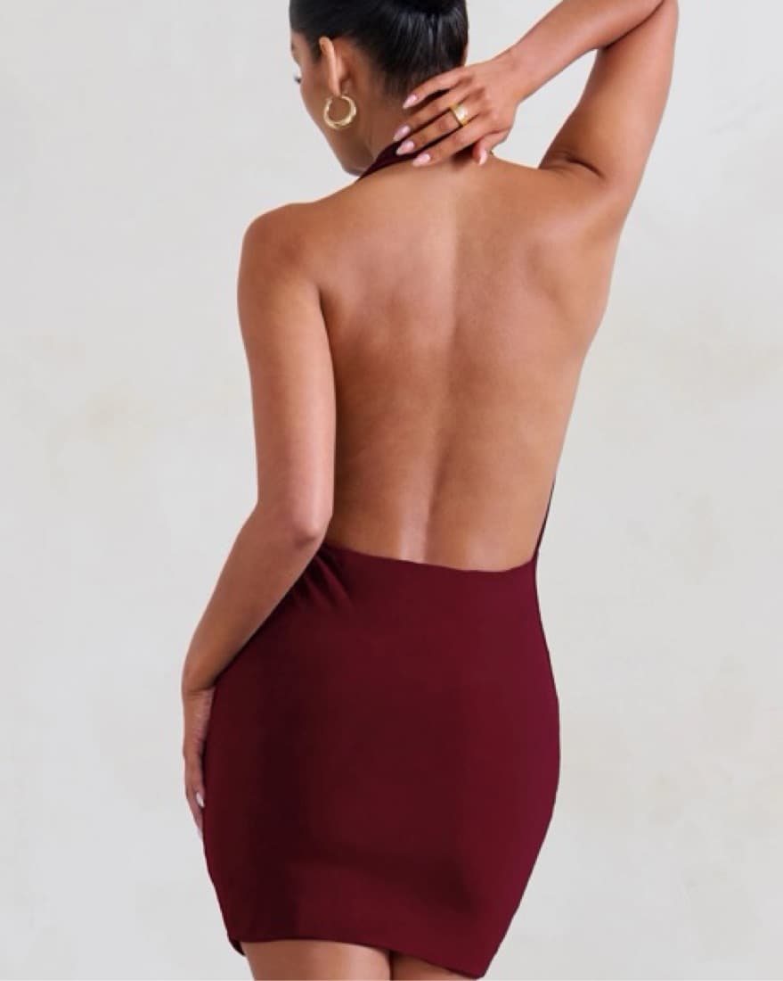 Club london Burgendy Cowl Neck Mini Dres - Image 2