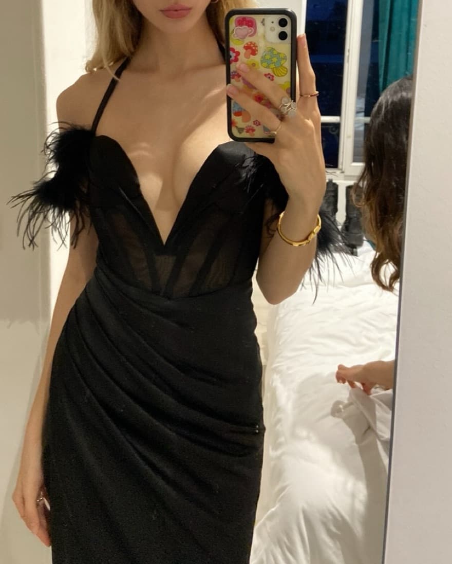Feather Evening Gown - Image 3