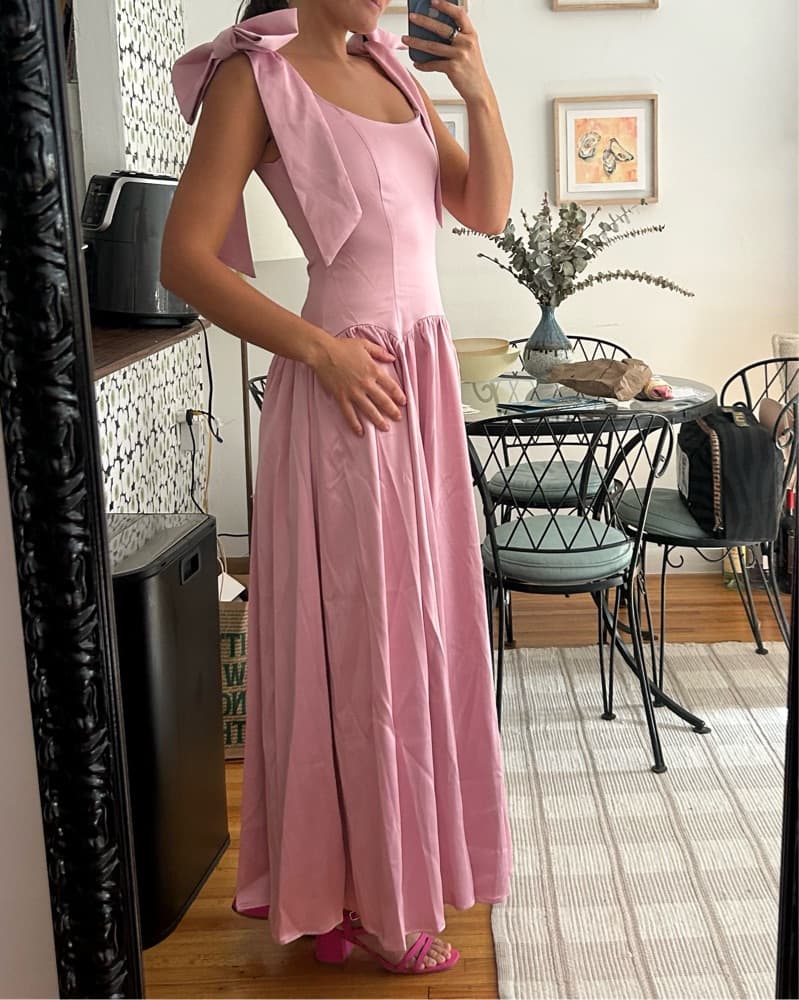 Ballerina Pink Bow & Drop Waist Dress - Image 2