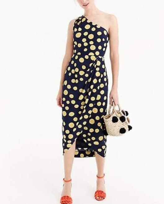 J Crew Silk One-Shoulder Polka Dot Dress - Image 1