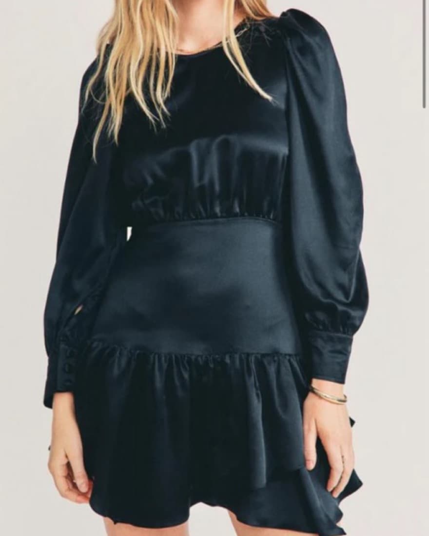 LoveShackFancy Teyana Silk Black Dress - Image 1