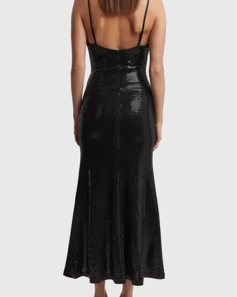 Bardot Black Sequin Midi Dress - Image 3