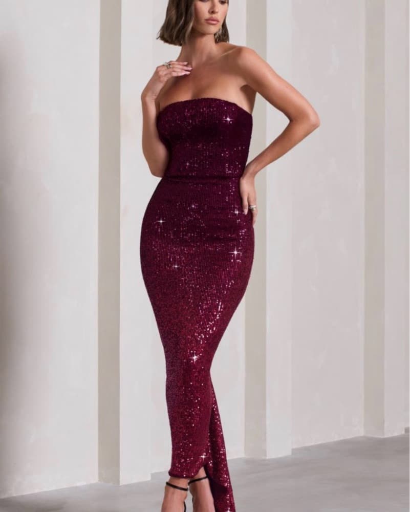  Fade | Berry Ombre Sequin Bandeau Bodyc - Image 5