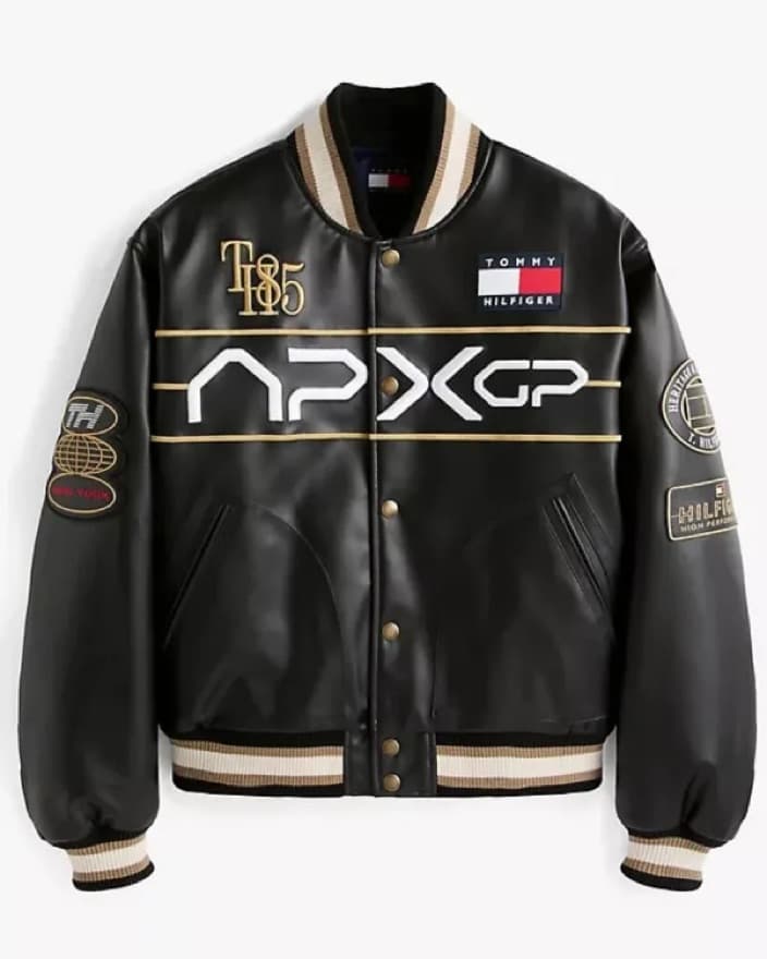 Sleek Leather Tommy Hilfiger Bomber Jacket - Image 4