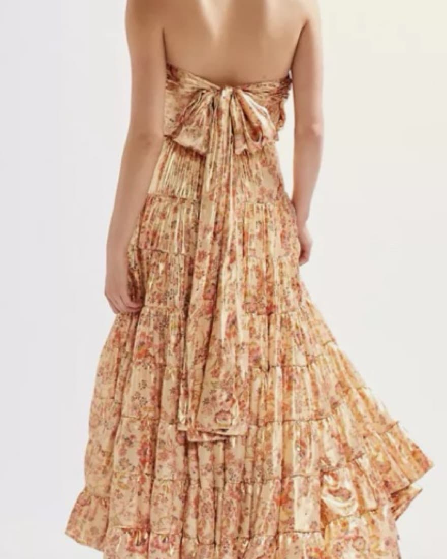 Free People Floral Metallic Dress - Image 2
