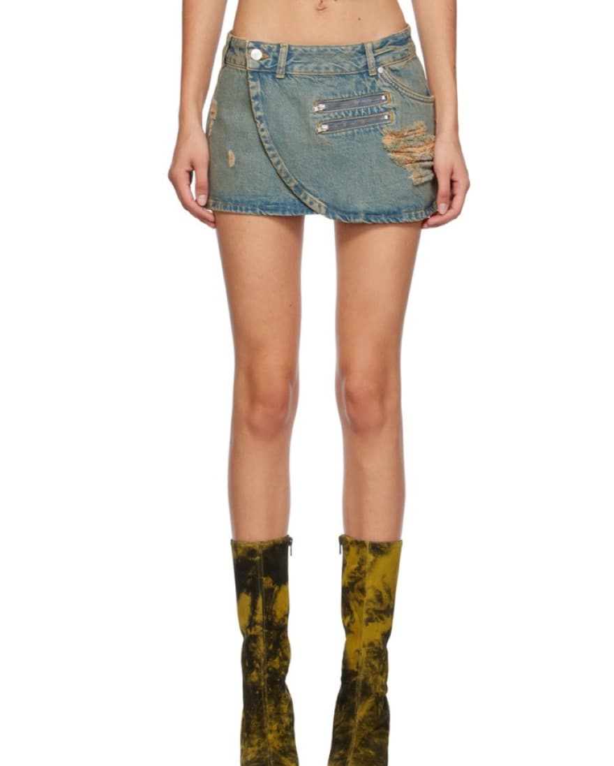 MIAU Blue Hunter Denim Wrap Miniskirt  - Image 1