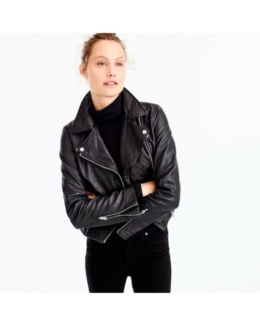 J. Crew Washed Leather Motorcycle Jacket - Image 3