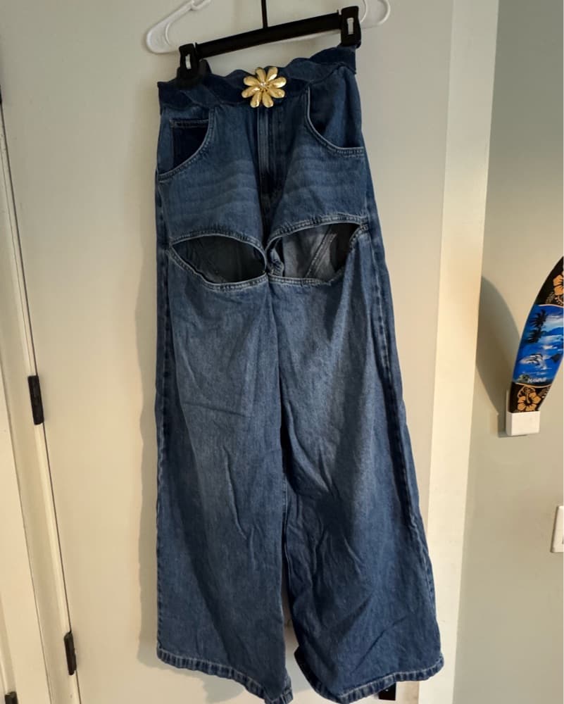 AREA Wide Leg Slit Jeans - Image 6