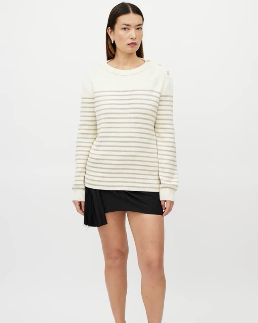 Saint Laurent Striped White Gold Sweater - Image 2