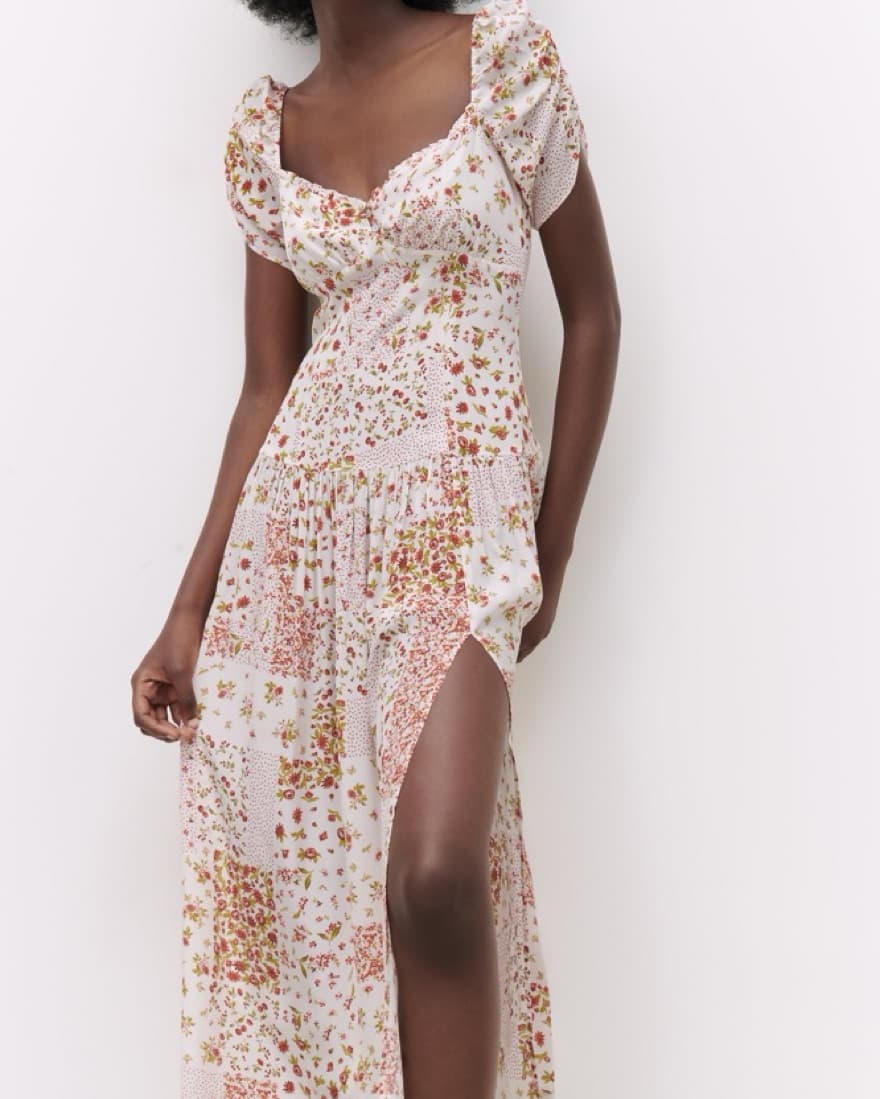 Red And White Patchwork Dress - Image 1