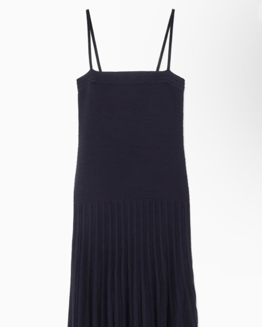 COS Navy Pleated Dress - Image 6