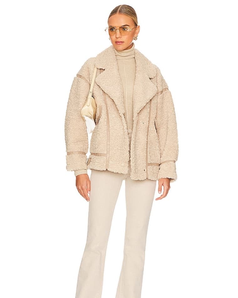 Revolve Beige Faux Shearling Jacket - Image 1