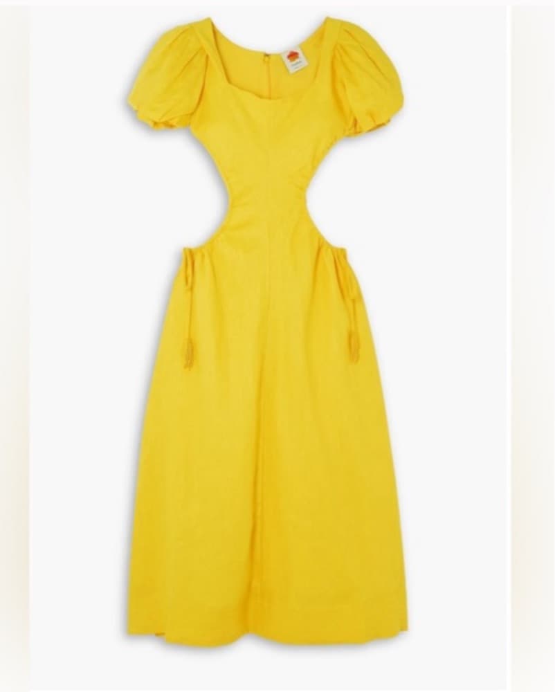 Farm Rio Yellow Cutout Midi Dress - Image 1