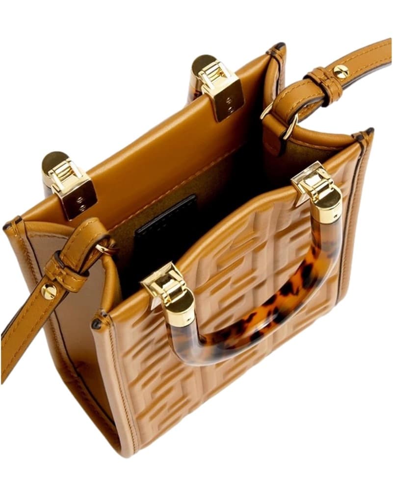 FENDI Sunshine Shopper Brown Tan Handbag - Image 3