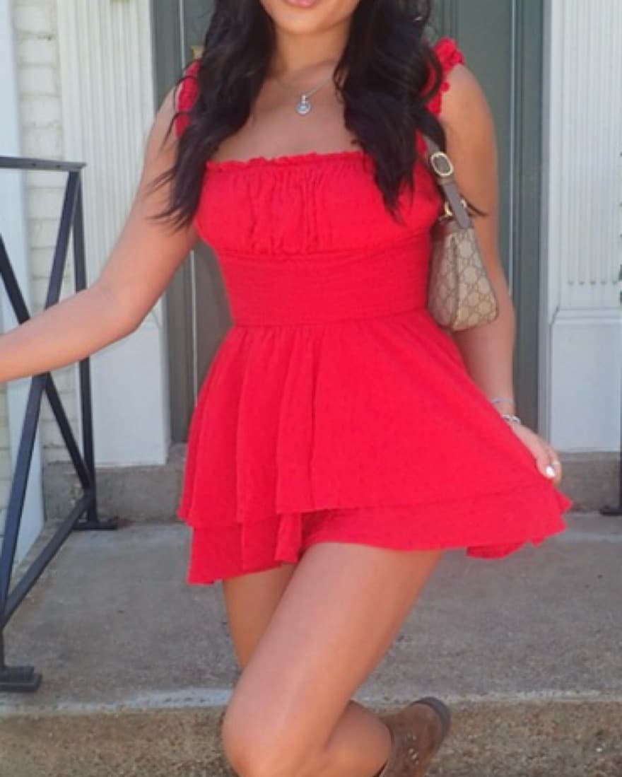 Urban Outfitters Red Romper Dress - Image 1