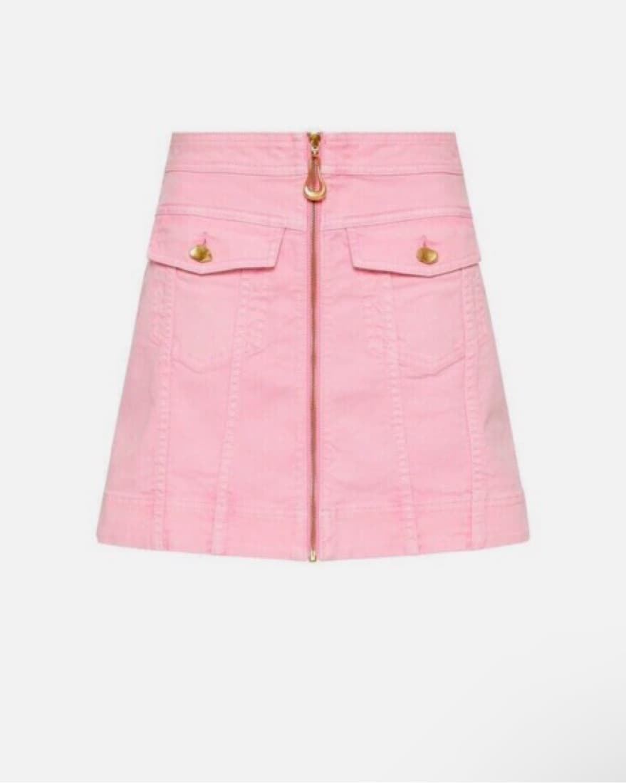 Pink Denim Zip-Front Mini Skirt Maje - Image 1