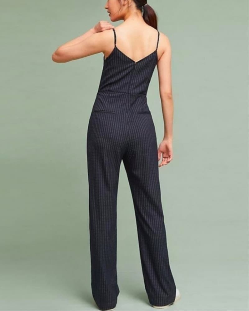 Navy Pinstriped Camisole Jumpsuit - Image 3