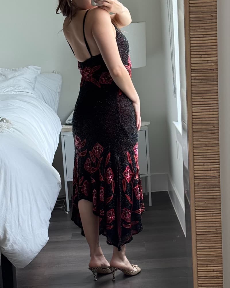 Gorgeous Floral Beaded Midi Dress - Image 4