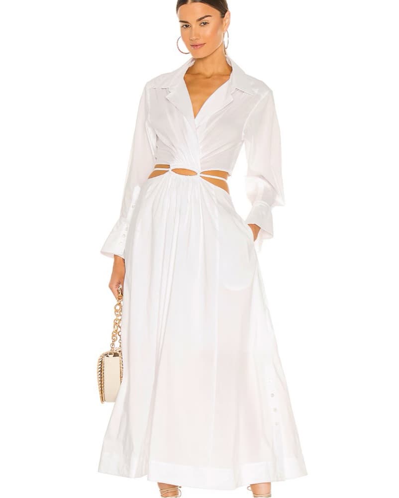 SIMKHAI Pleated Poplin Dress - Image 1