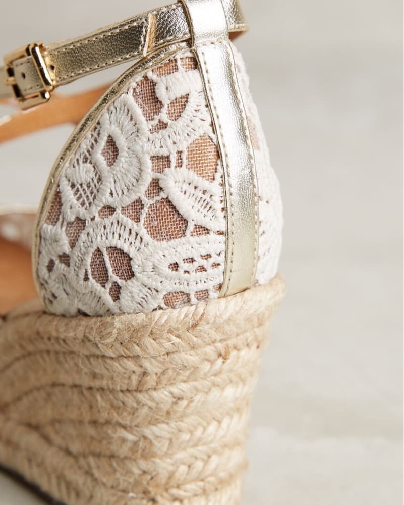 White Lace Espadrille Wedges  - Image 5