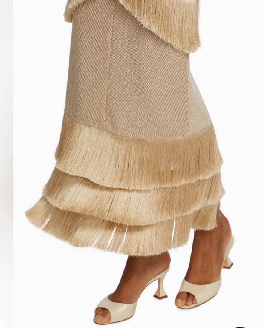 PatBO Metallic Cut-Out Fringe Maxi Dress - Image 6