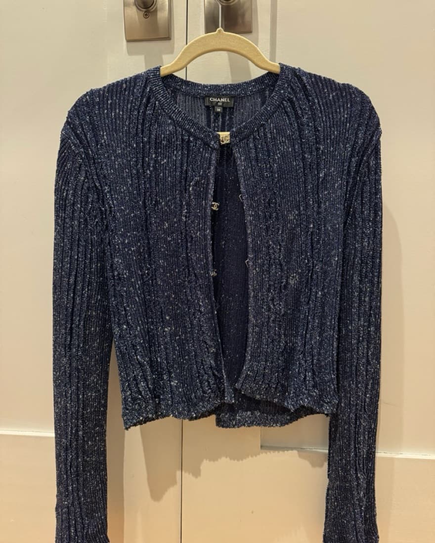 Chanel Metallic Knit Cardigan - Image 1