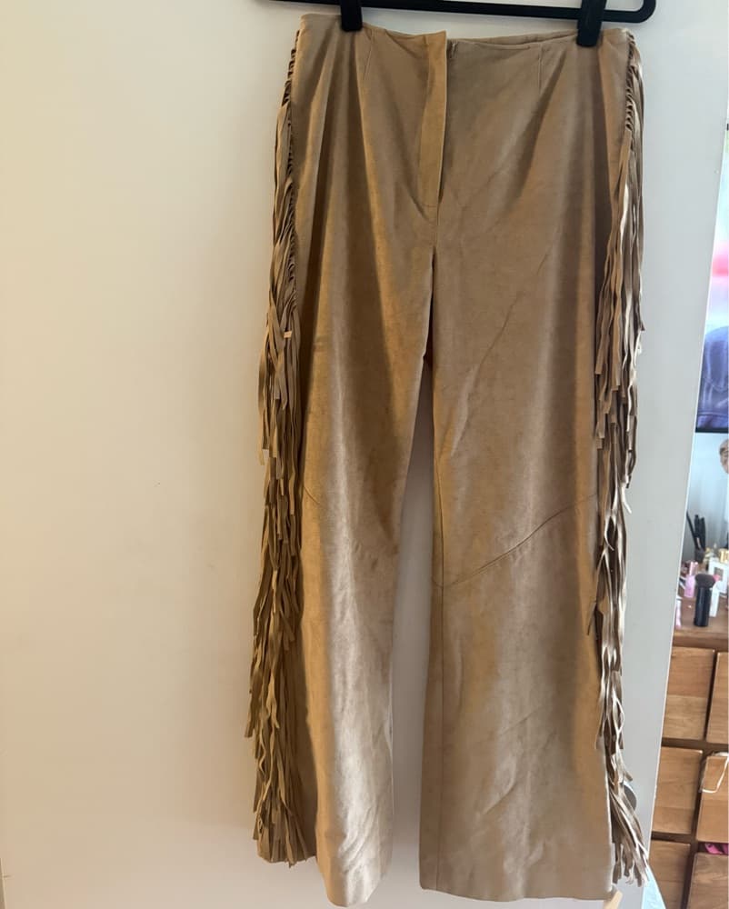 Vintage Fringed Suede Pants - Image 1