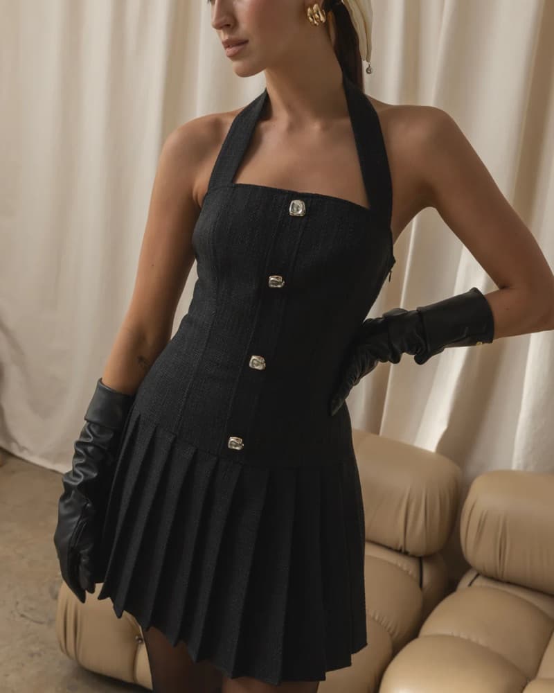 Line & Dot Mini Dress - Image 1