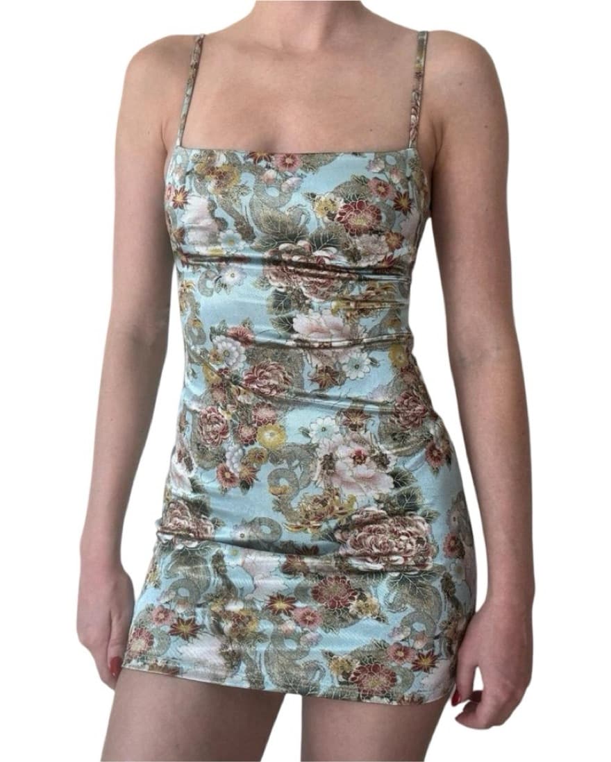 UO Dragon Sateen Floral Mini Slip Dress - Image 1