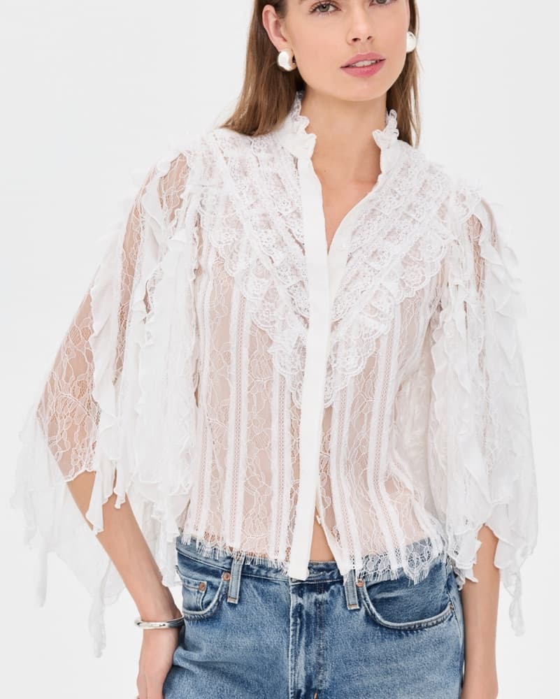Elegant Lace Ruffled Blouse - Image 1