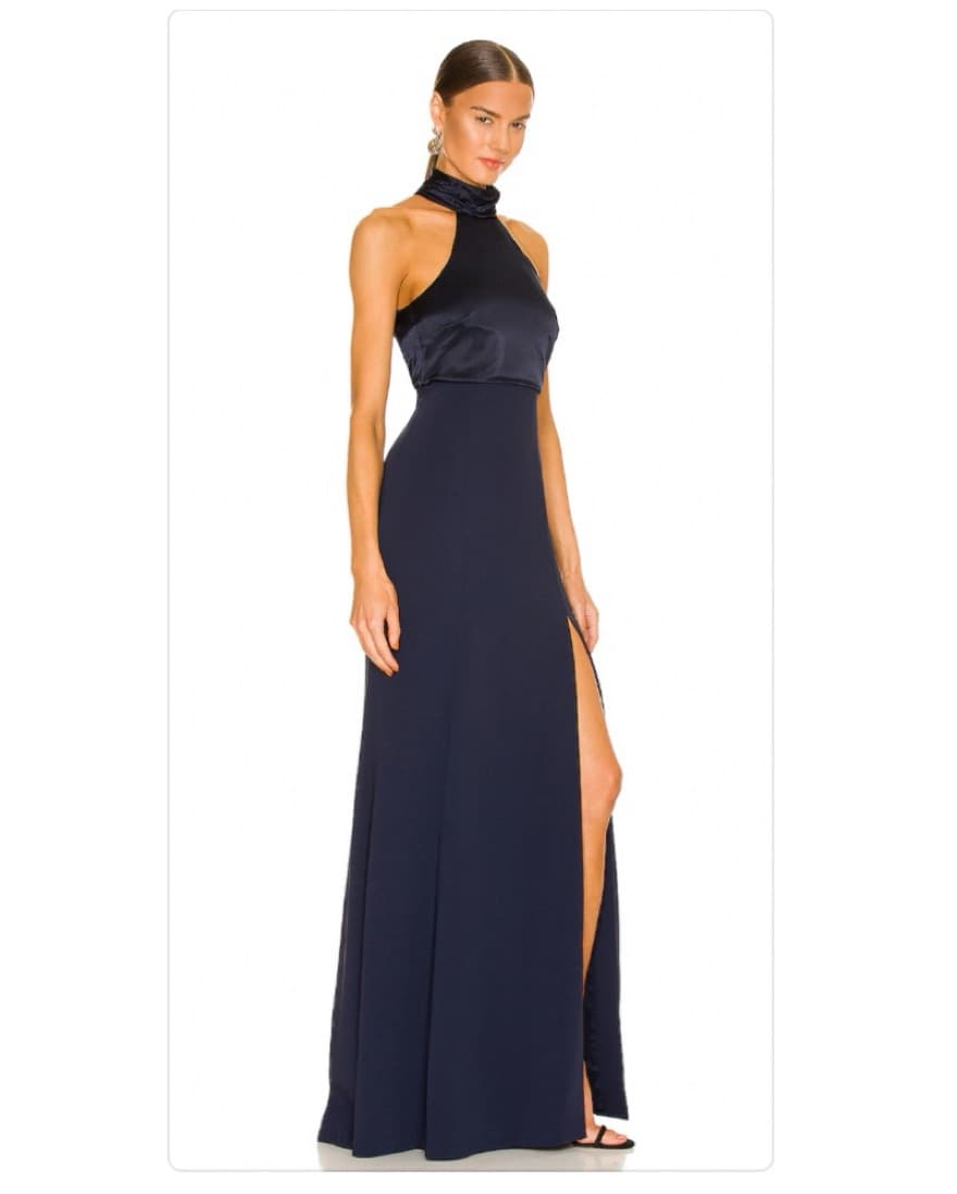 Cinq a Sept Navy Halter Gown  - Image 2