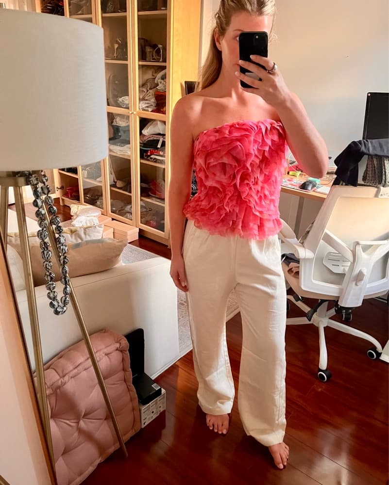 Aje Strapless Bustier Pink Floral Top  - Image 3