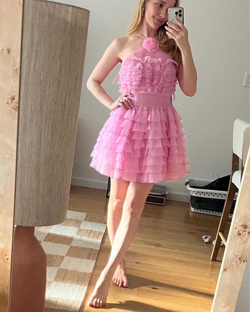 Staud Pink Ruffle Dress - Image 1