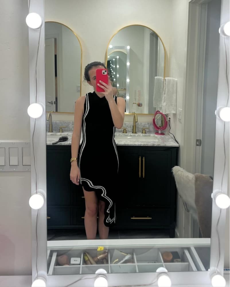 Black-And-White Asymmetrical Dress - Image 2