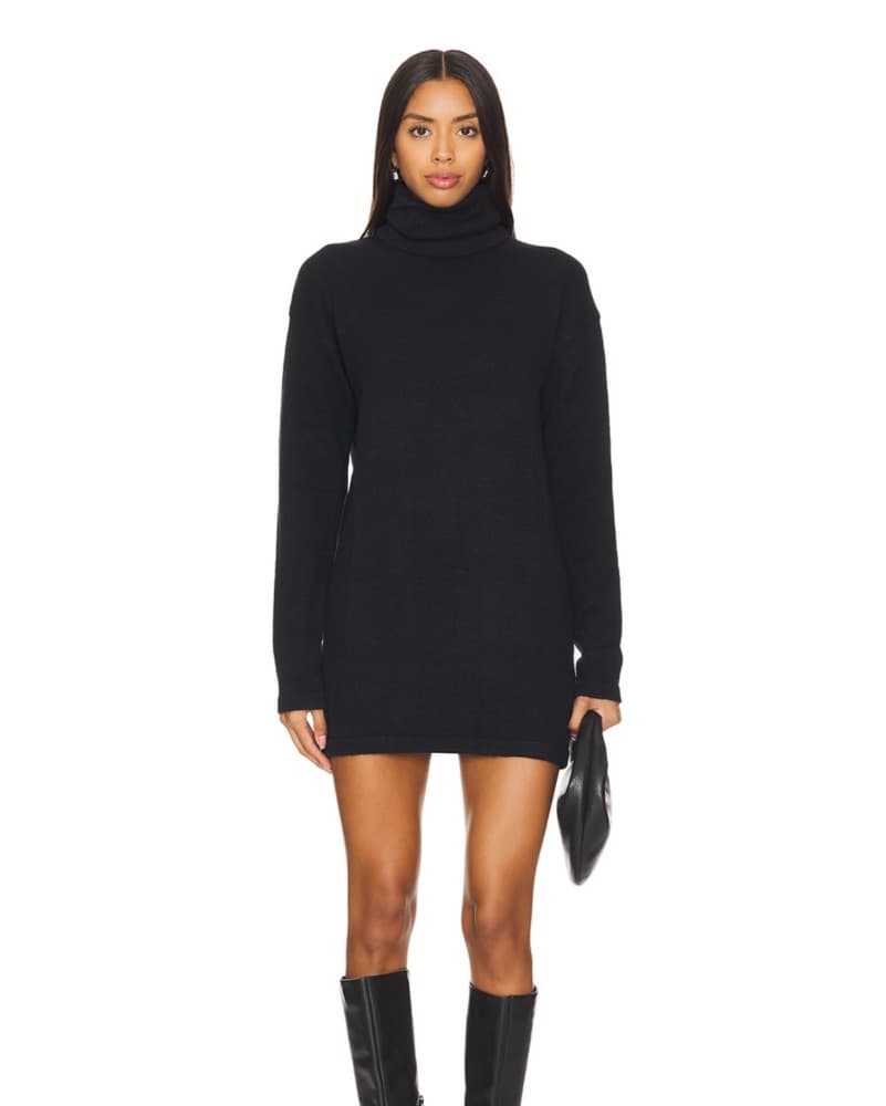 Sleek Black Sweater Turtleneck Dress - Image 1