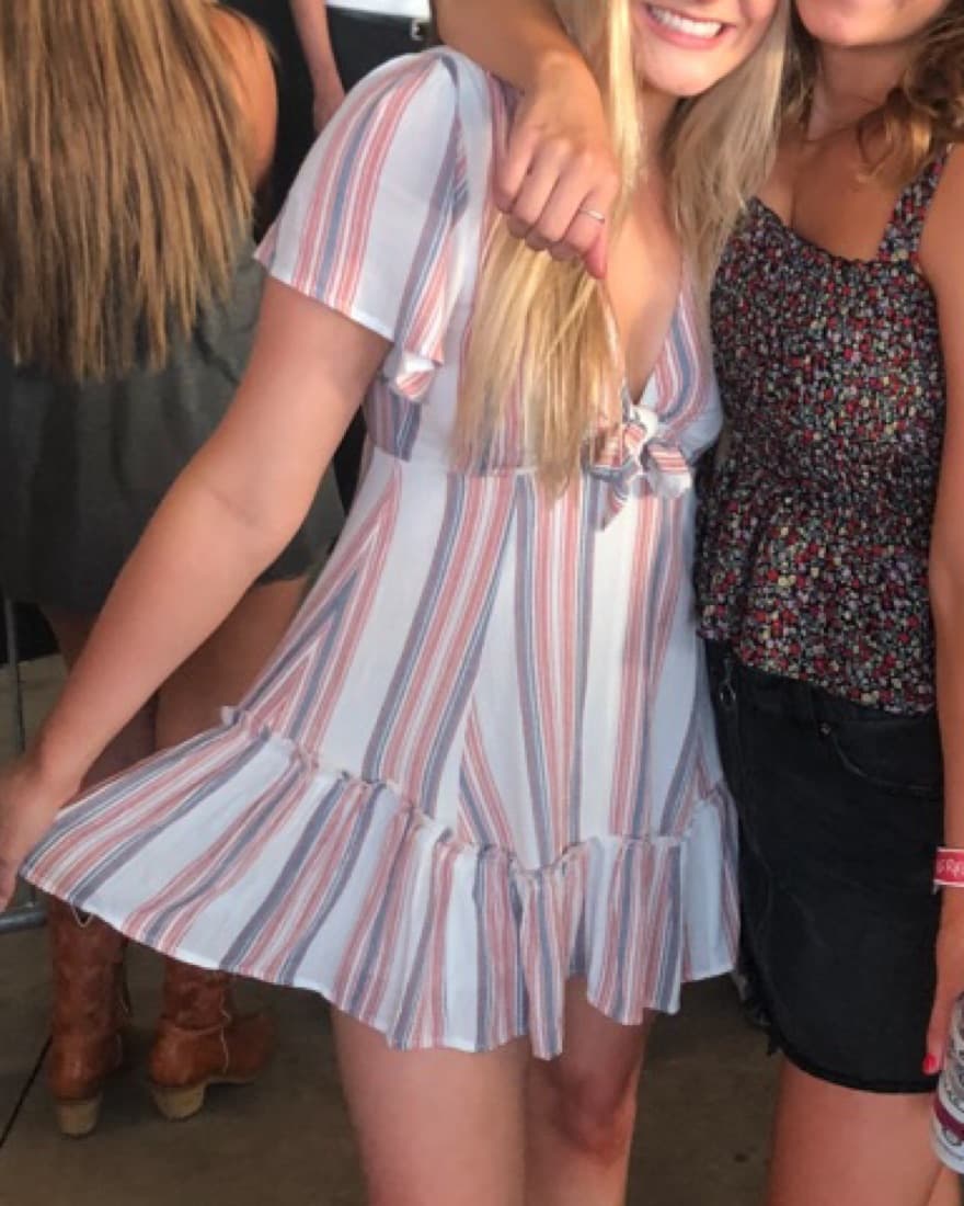 Red, White, Blue Striped Tie Top Dress - Image 2