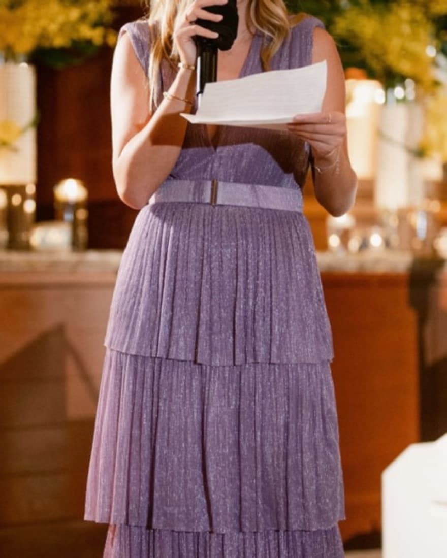 Elegant Pleated Lavender Maxi Dress - Image 2