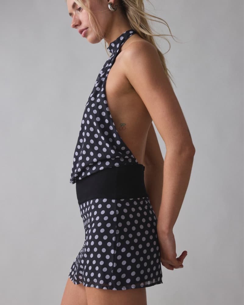Polka Dot Mini Dress Drop Waist - Image 4