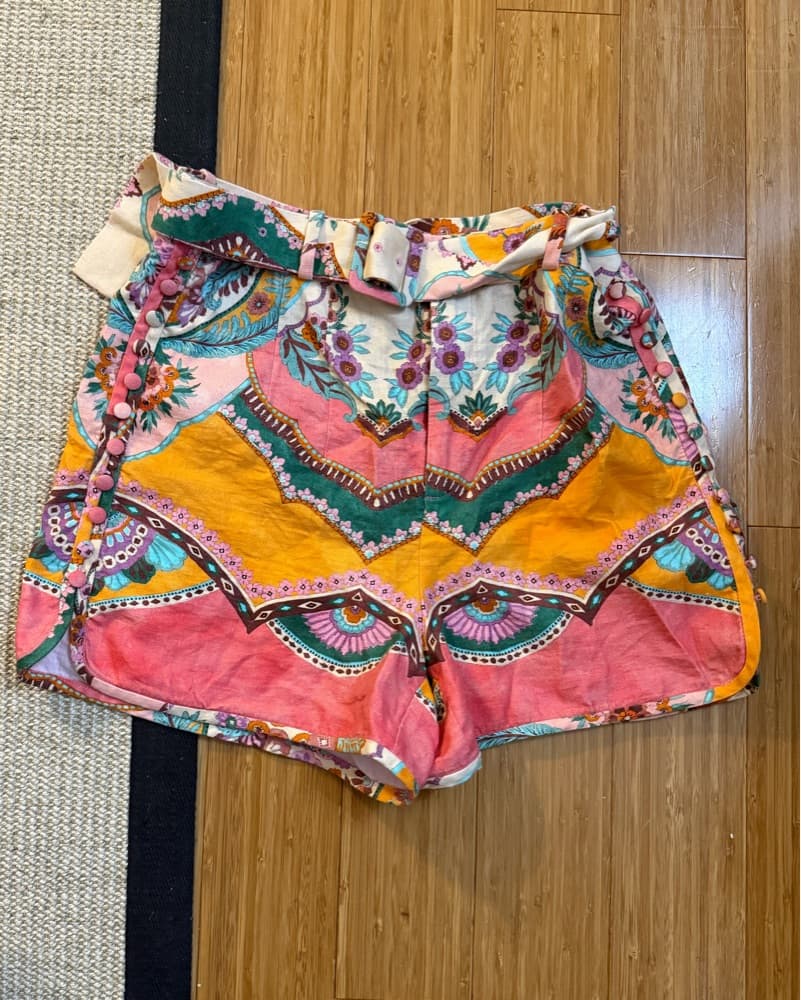 Zara Colorful Print Linen Shorts - Image 2